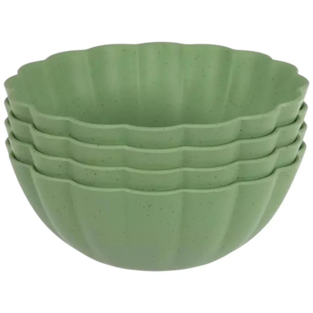 Set of 4 - Green Scalloped Bowls NEW